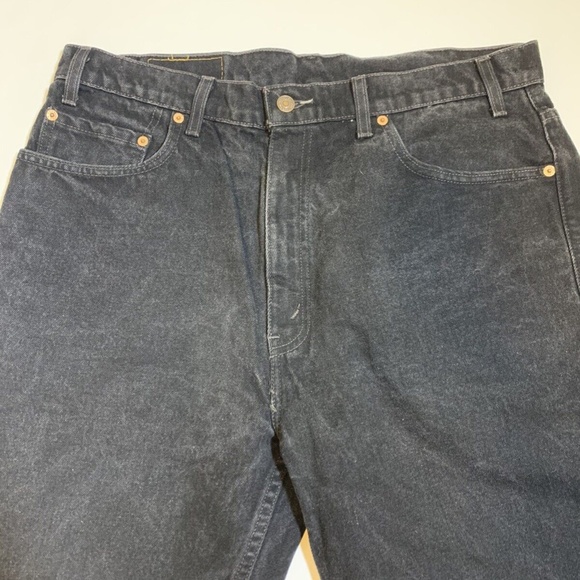 Vintage 90s Levis 505 Regular Straight Leg Grunge Black Denim Jeans Size 37x29.5 - Picture 2 of 10